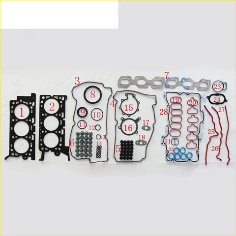 Black rubber gasket set with metallic parts and red blue sealing rings for mazda tribute or ford escape maverick 3.0 v6