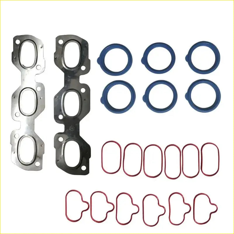 Set of metallic silver dark gray blue and red automotive head gaskets and seals for mazda tribute v6 24v intake exhaust