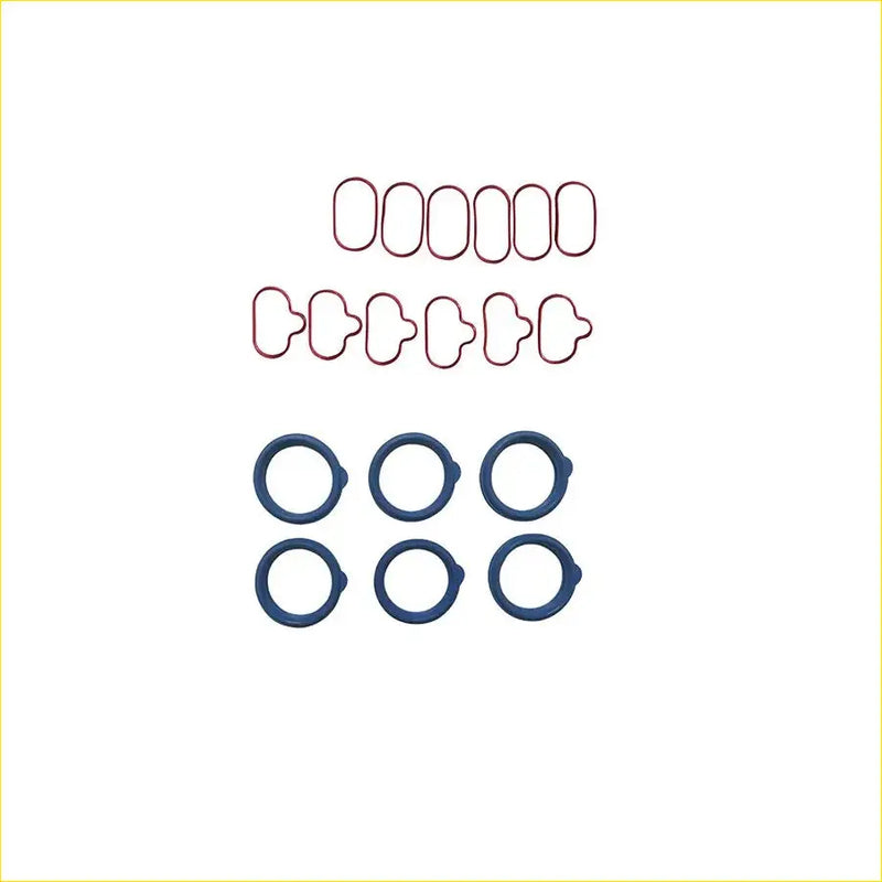 Set of red and blue metallic automotive gaskets with oval seals for gasket pro aj mazda tribute v6 24v intake manifold spark plug compartment