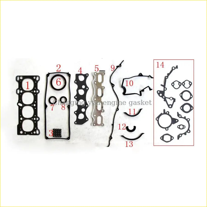 Black rubber engine gasket set with various shapes for automotive repair gasket pro car b3 16v mazda 323 121 full set