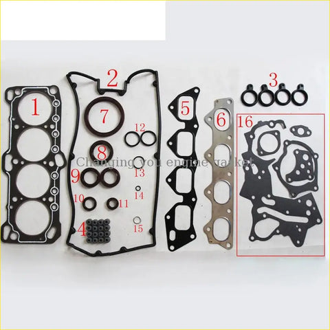 Black rubber gasket set with metal reinforcement plates and assorted seals for chrysler 2000 gtx turbo eagle talon coupe
