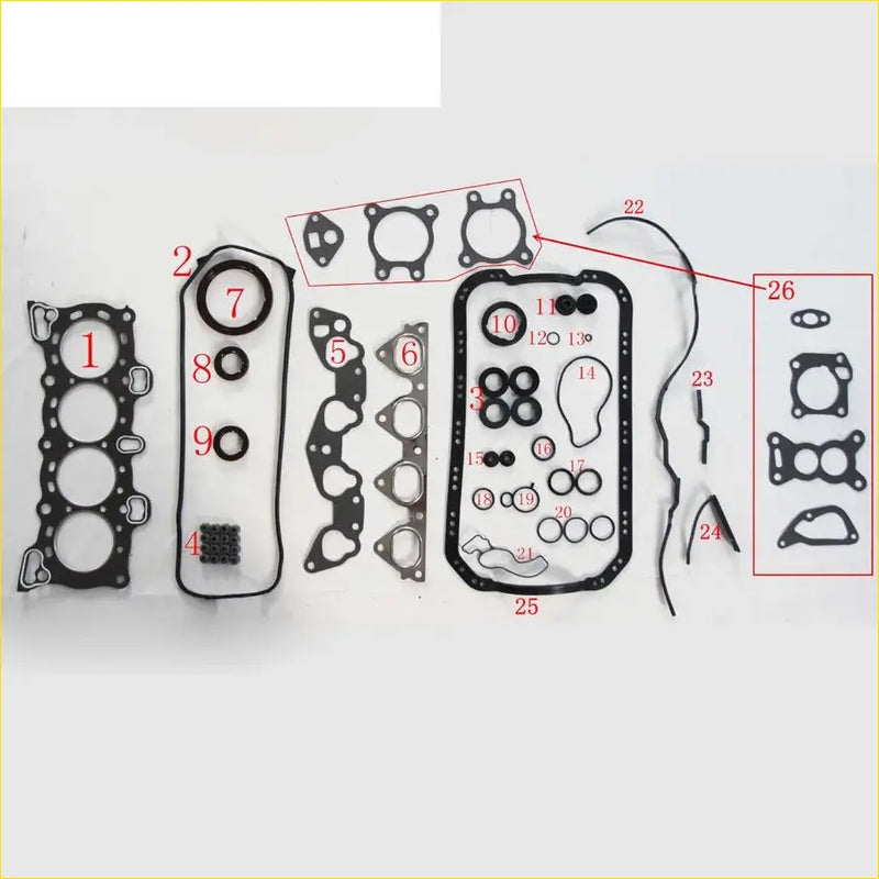 Black rubber gasket set full for engine head and block gasket pro for honda concerto civic 1.3 1.5 1.6l
