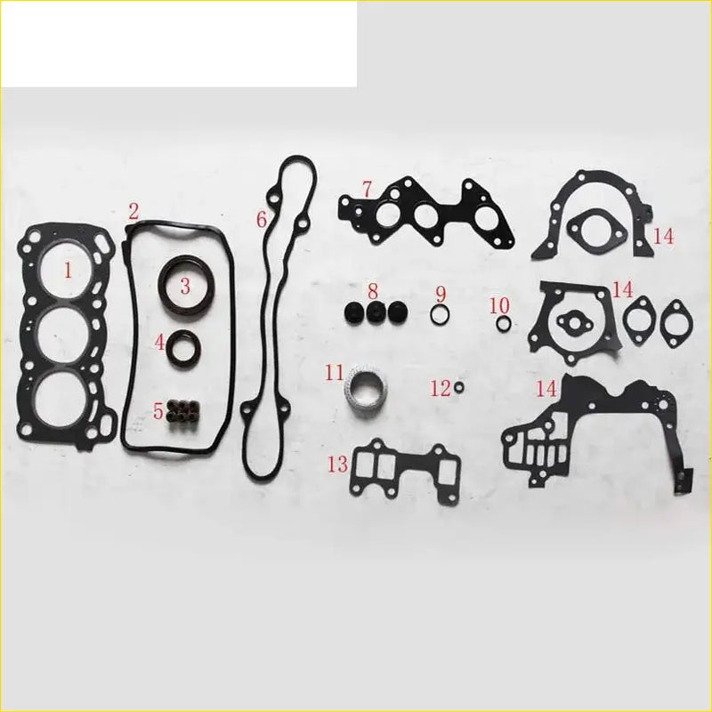 Black rubber gasket set with various shapes for engine use in gasket pro ed ed10 ed20 daihatsu cuore move mira gino 0.8 full set