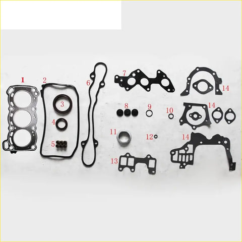 Black rubber gasket set with metallic engine head gaskets and seals for Daihatsu Mira 650 850 L200 S L500 V by Gasket Pro