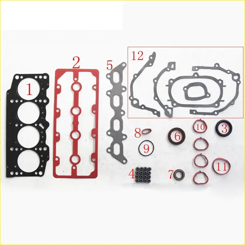 Black and red engine gasket set with metallic parts for fiat siena 12 13 palio bravo i 182 12 188a5 000 by gasket pro