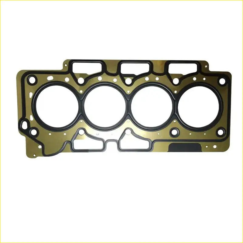 Gold-colored metal cylinder head gasket with black rubber seals and cutouts for chery a3 a5 tiggo 3 eastar sqr481f 481h