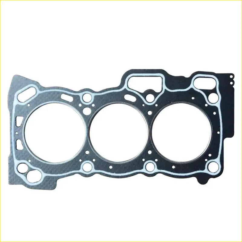 Black engine head gasket with three circular openings and textured surface for daihatsu sirion 1.0l cylinder head