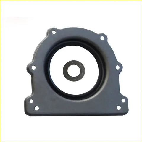 Black metal engine oil seal with central rubber gasket and mounting holes for mitsubishi lancer 16v engine crankshaft