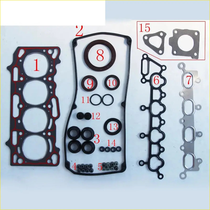 Black rubber gasket set with red silicone trim and silver valve cover gaskets for mitsubishi space star 1.3 16v 4g13 full set