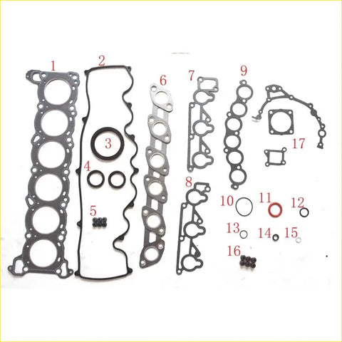 Black and silver metal engine head gasket set with circular seals for nissan laurel altima 2.0l 12v rb20e