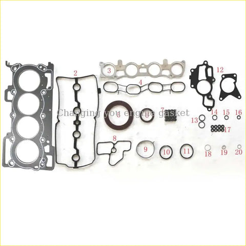 Black rubber engine gasket set with metallic parts and seals for nissan qashqai x trail t31 mr20de engine