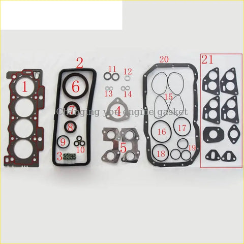 Black rubber engine gasket set with red accents and metal parts for gasket pro peugeot 207 306 309 1.4l 8v tu3a