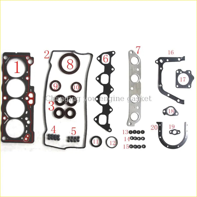 Black rubber gasket set with metallic parts and circular seals for gasket pro toyota ae100 110 at192 al50 5afe 8afe full set