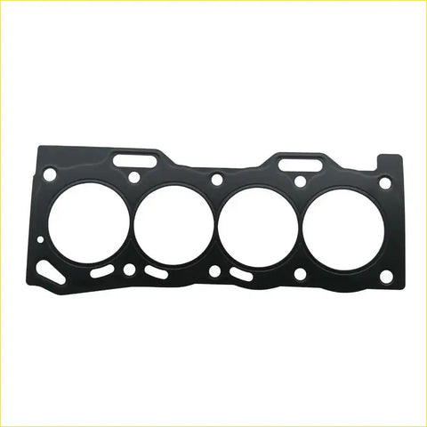 Black metal cylinder head gasket with four circular openings and mounting holes for toyota corolla 5efe 16v engine
