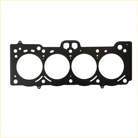 Black metal cylinder head gasket with four circular openings and bolt holes for toyota corolla carina e 16v 18