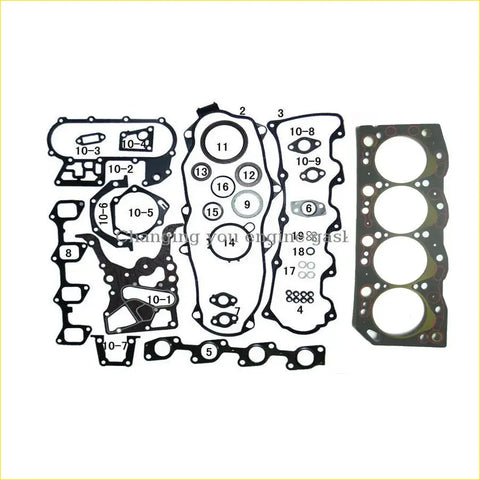 Black rubber engine head gasket set with numbered parts and circular cutouts for toyota land cruiser hilux hiace dyna 3.0 5l