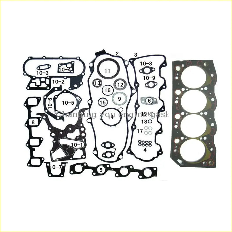 Black rubber engine head gasket set with numbered parts and circular cutouts for toyota land cruiser hilux hiace dyna 3.0 5l