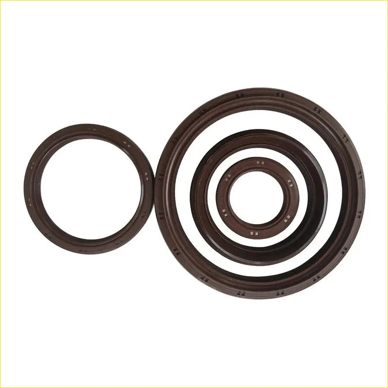 Set of brown rubber crankshaft oil seals in varying sizes for toyota landcruiser coaster 1hz diesel engine