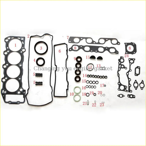 Black rubber engine gasket set with various seals and rings for toyota previa 16v 2.4l 2tzfe 2tz engine