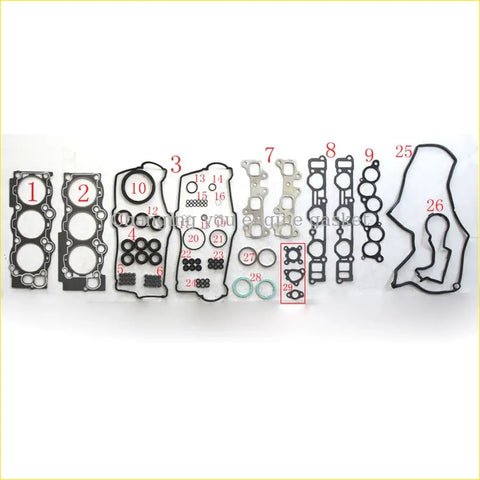 Black rubber engine gasket set with various shapes for automotive repair gasket pro for toyota camry 3vze engine