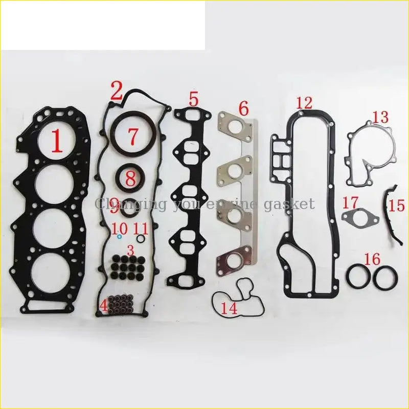 Black rubber engine gasket set with metallic parts and sealing rings for ford ranger asia ozeania and mazda b-serie valve cover