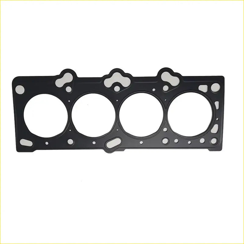 Black metal cylinder head gasket with four circular openings and silver tabs for hyundai coupe lantra elantra use