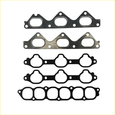 Set of five black and metallic gasket pro g6cu exhaust manifold gaskets with precise cutouts for hyundai terracan or kia opirus 35l