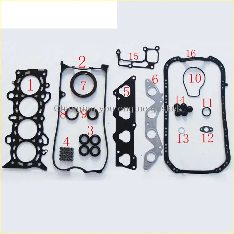 Black rubber engine gasket set with metal components and seals for gasket pro honda civic coupe es 16v 1.7i d17a8 d17a6 full set