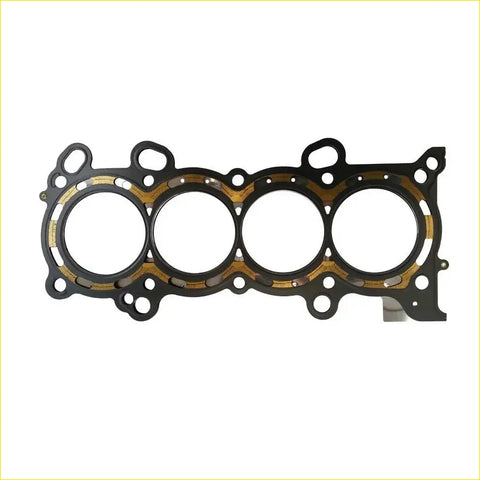 Black metal cylinder head gasket with four circular openings and gold sealing for honda cr-v ii and iii k24a1 engine
