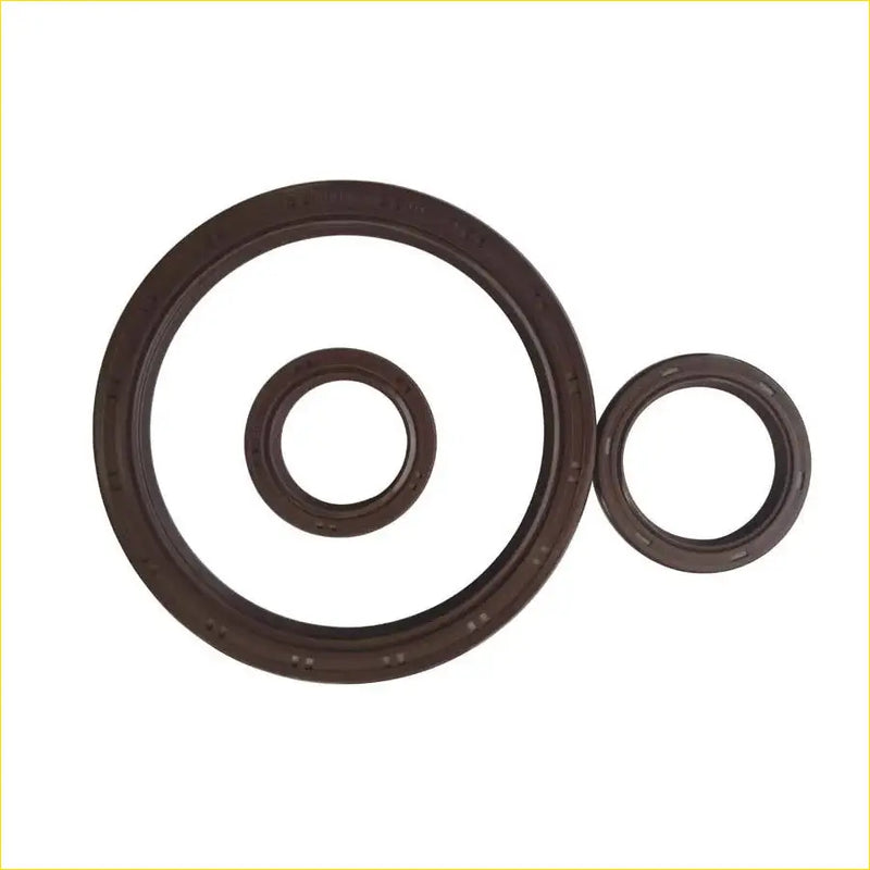 Set of three dark brown rubber crankshaft oil seals with smooth outer edges for hyundai coupe 27 v6 gasket pro