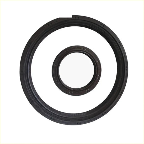 Black rubber crankshaft oil seals with molded ridges and embossed markings for hyundai sonata v nf 2.4 g4kc g4ka