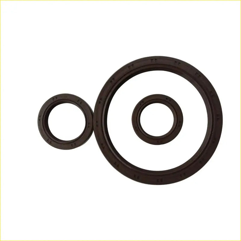 Dark brown rubber crankshaft oil seal gaskets with embossed markings for hyundai trajet 2.0 crdi d4ea 3pcs pack
