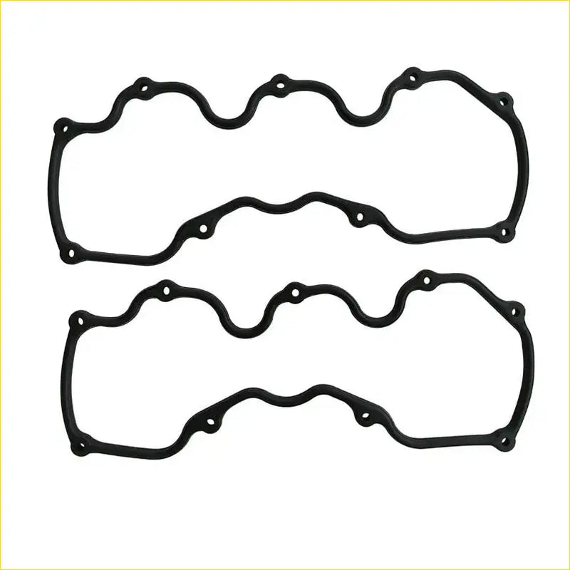 Black rubber valve cover gaskets with wavy segmented design and mounting holes for gasket pro infiniti maxima j30 and nissan pick up
