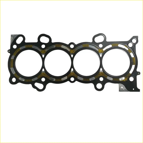 Black metal engine head gasket with four circular openings and gold sealing for honda odyssey accord engines