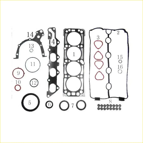 Black and red rubber gasket set with numbered parts for gasket pro l95 chevrolet aveo 1.4l engine head assembly