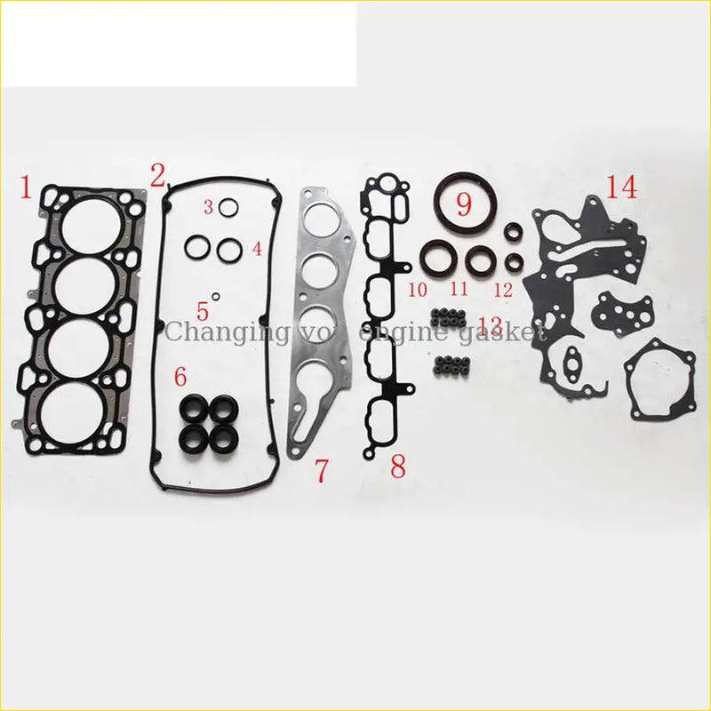 Black rubber engine gasket set with metallic parts and circular seals for Mitsubishi Galant Outlander Grandis 2.4L 4WD