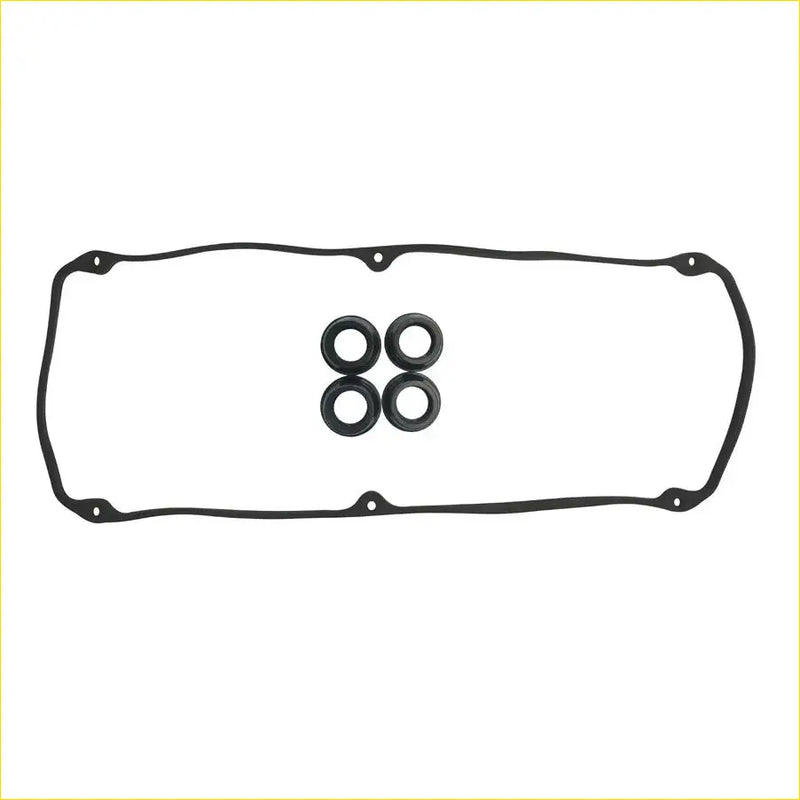 Black rubber engine valve cover gasket with four matching o-rings for mitsubishi l300 space wagon or galant 4g64 4g63