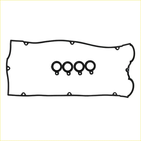 Black rubber engine valve cover gasket set with four circular seals for mitsubishi lancer iv colt iv carisma 1.8 gti 16v