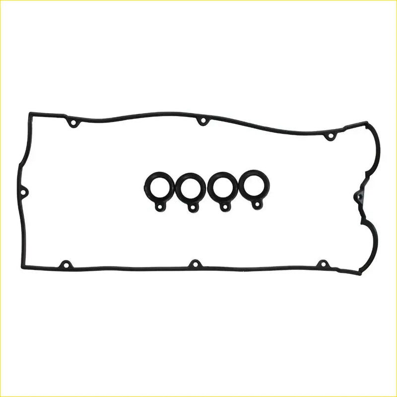 Black rubber engine valve cover gasket set with four circular seals for mitsubishi lancer iv colt iv carisma 1.8 gti 16v