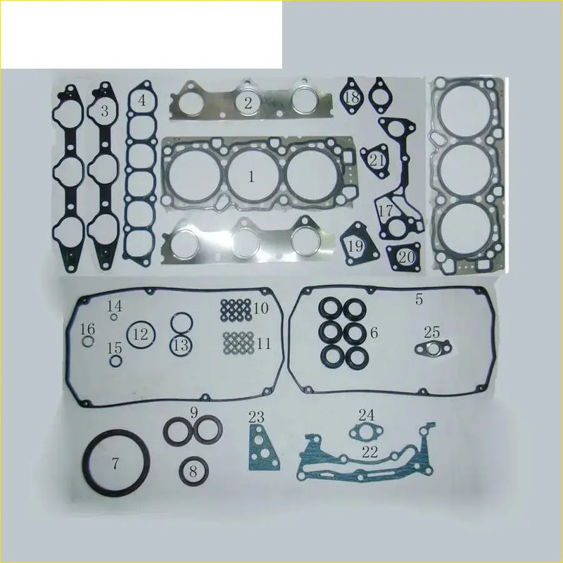 Set of black silver and metallic gray engine head gaskets and seals for mitsubishi montero iii pajero 6g72 repair