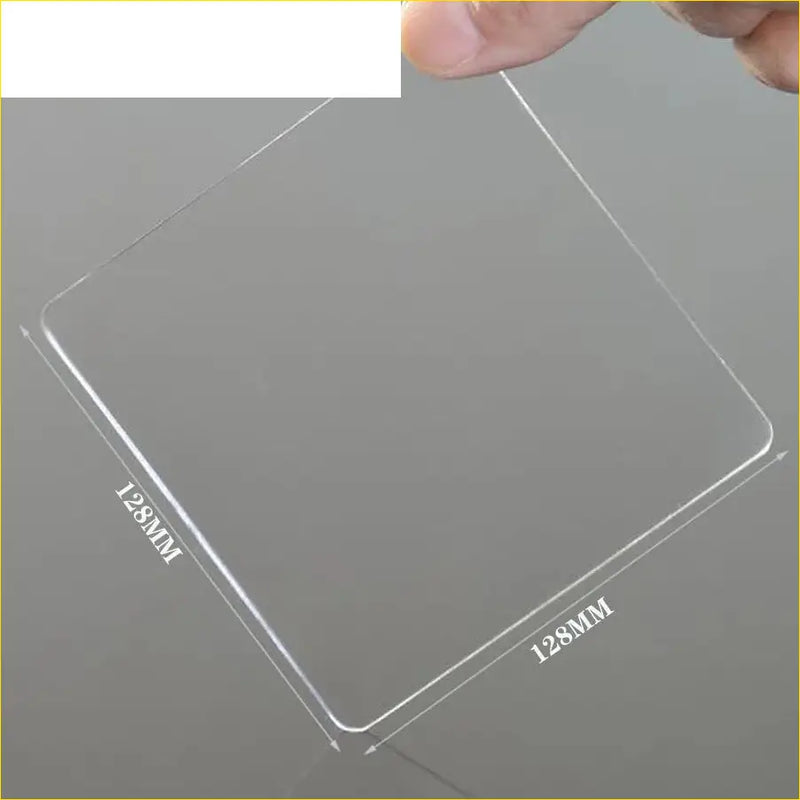 Clear 128mm x 128mm square tempered glass screen protector with rounded edges for gasket pro anti skid car mat