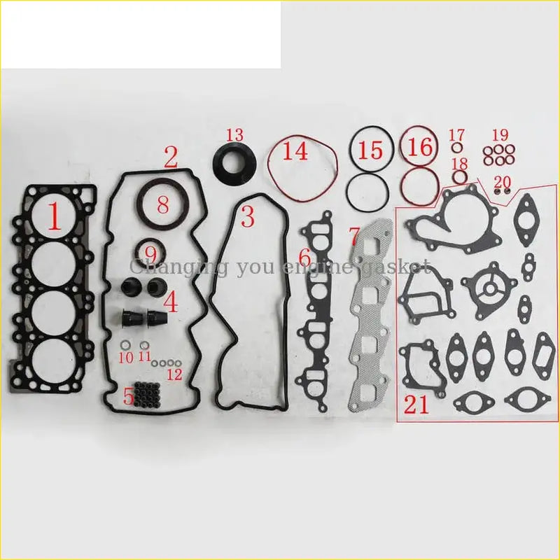 Black rubber engine gasket set with metallic mesh and circular seals for nissan pick up navara d22 yd25 valve cover use