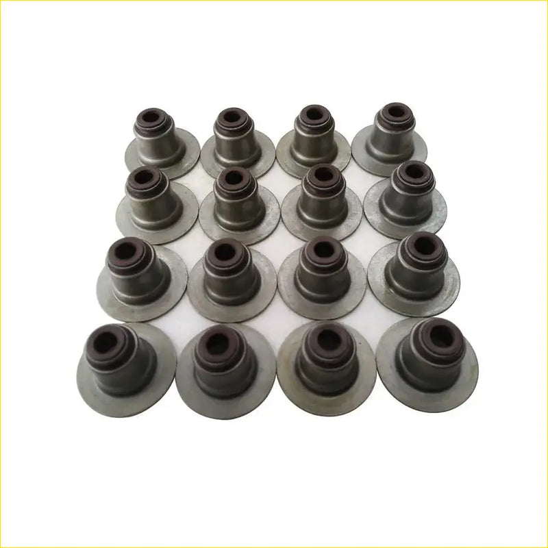 Set of sixteen metallic valve stem oil seals with dark brown rubber gaskets for peugeot 406 coupe and citroen c5 i