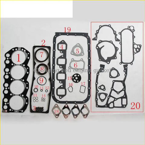 Black rubber engine gasket set with metallic mesh and labeled parts for gasket pro qd32 nissan urvan bus 3.2 d diesel