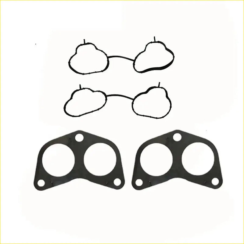 Black rubber intake exhaust manifold gasket with two circular openings and mounting holes for Subaru Legacy 2.0L ej204