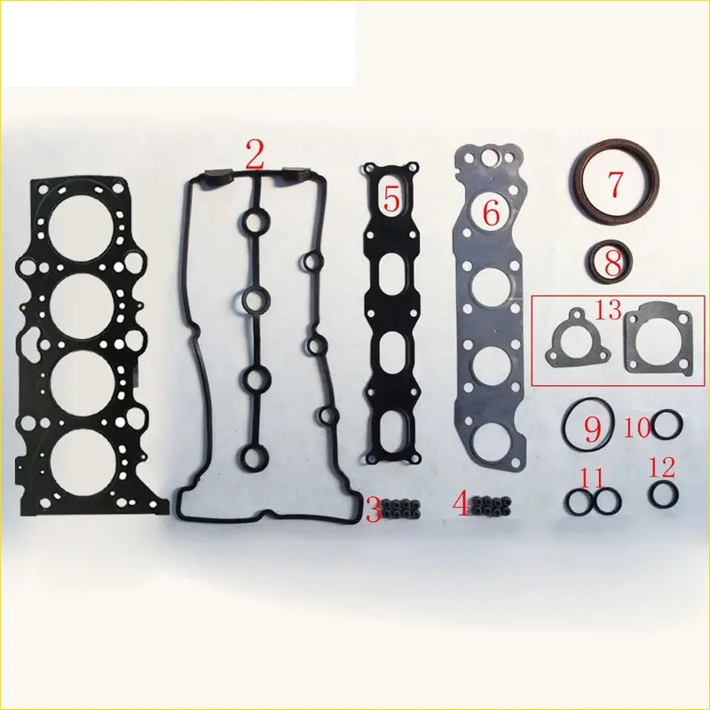 Black rubber gasket set for suzuki sx4 s-cross engine head with various shapes and precise cutouts
