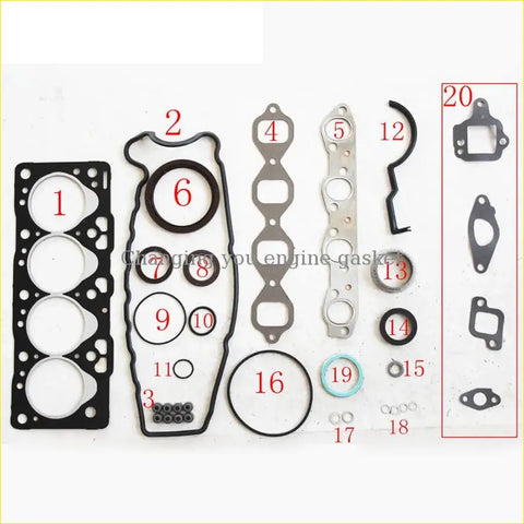 Black rubber gasket set with metallic parts for toyota starlet p7 1.5 d 1n engine head full metal set