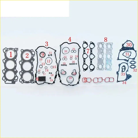 Set of black and silver engine head gaskets with numbered parts for gasket pro vq25 nissan teana xv j32 maxima 24v vq25de