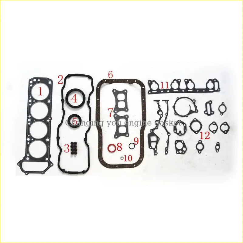 Black rubber engine gasket set with various shapes for nissan bluebird cabstar z20 z20s full set