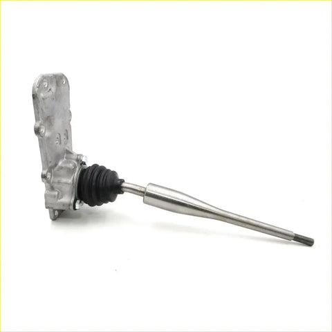 Silver metallic drive shaft with black rubber boot and threaded end for gear shift housing mitsubishi triton mk l200 1996-2004